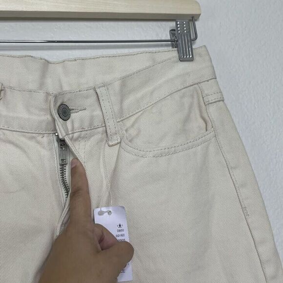 Brandy Melville Jeans Galt Small 26 Flared Cream Bootcut 100% Cotton Denim NEW - Picture 5 of 14